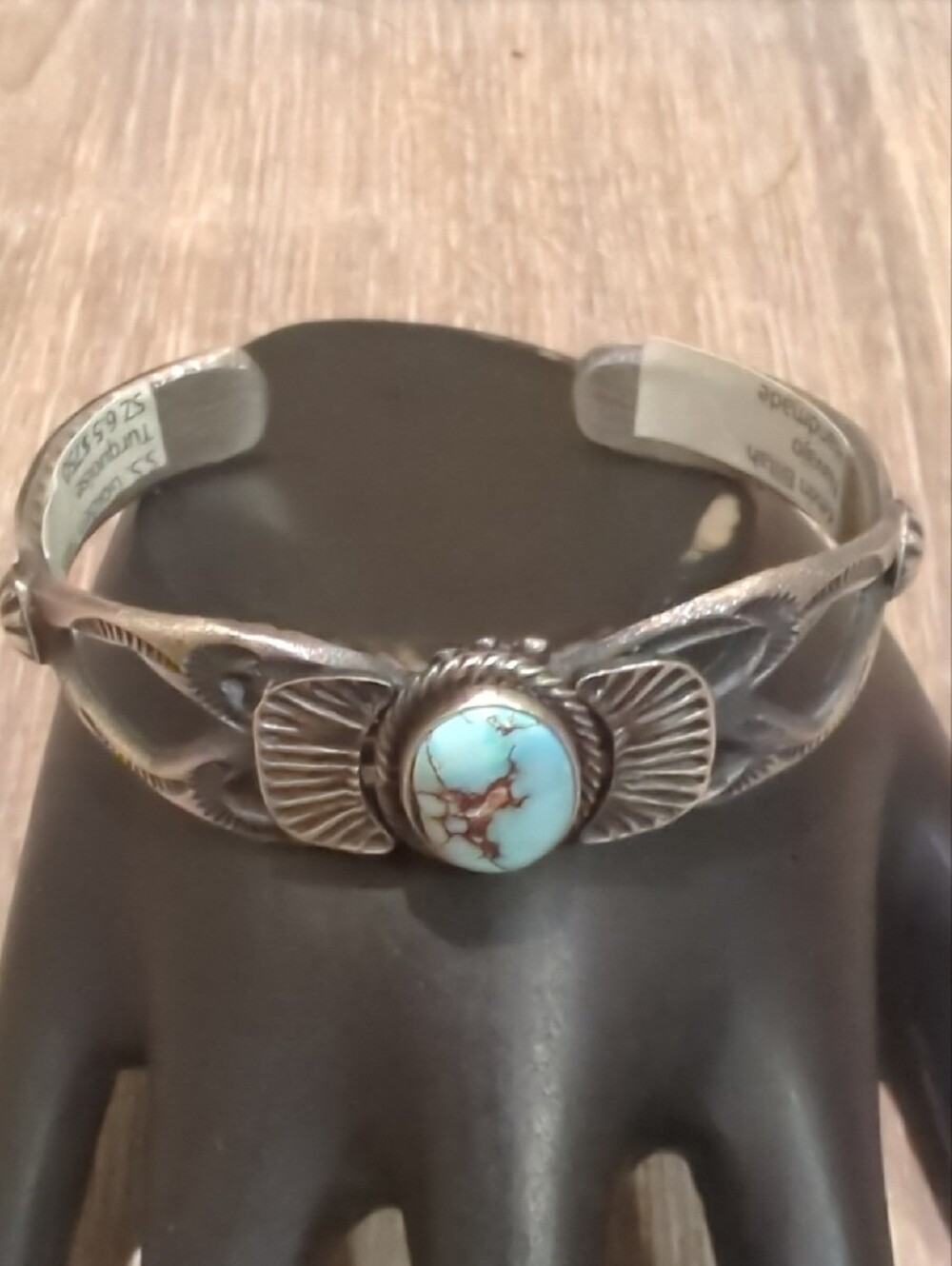 Navajo Golden Hills Turquoise Sterling Silver Cuff Bracelet - Picture 7 of 16